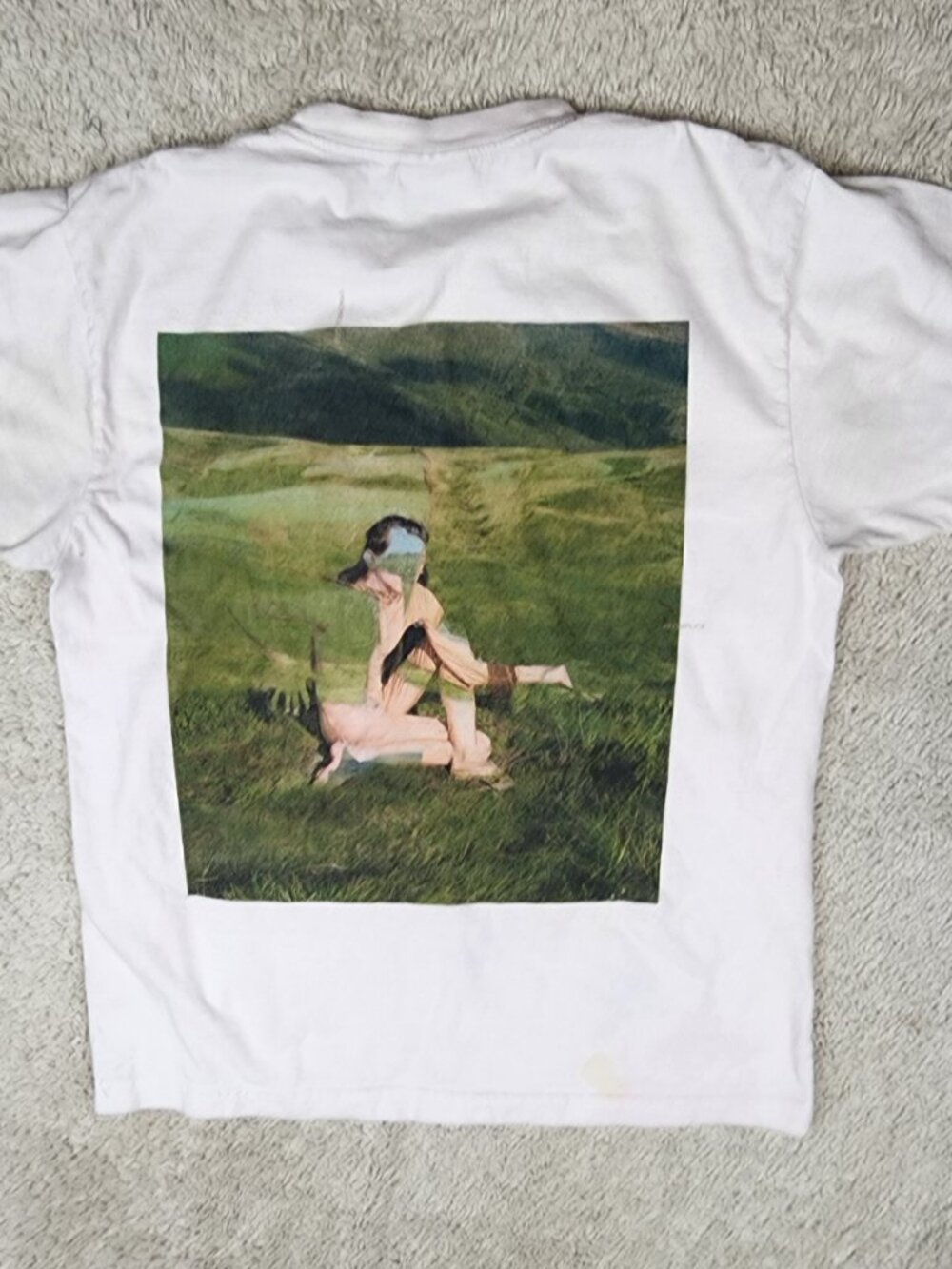 Akomplice Synchrodogs Short Sleeve Size Medium M Shirt White USA small Stain - Picture 7 of 7